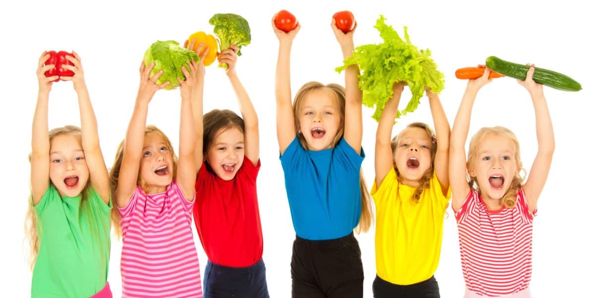 Children  with vegetables